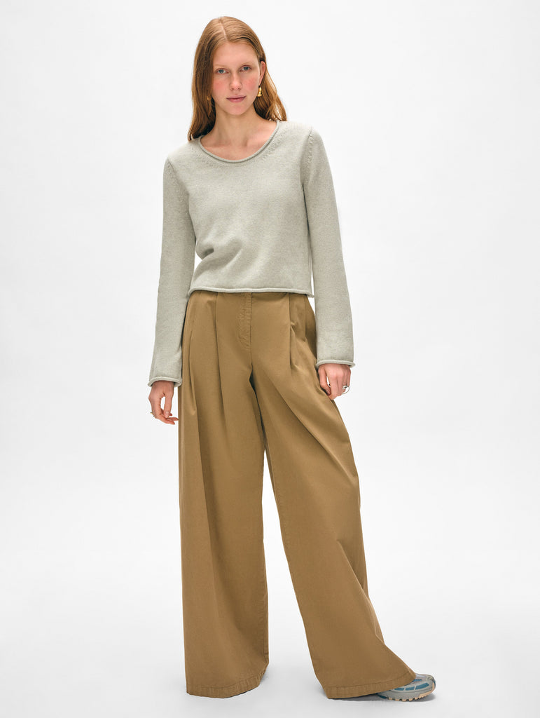Cotton Roll Trim Crewneck