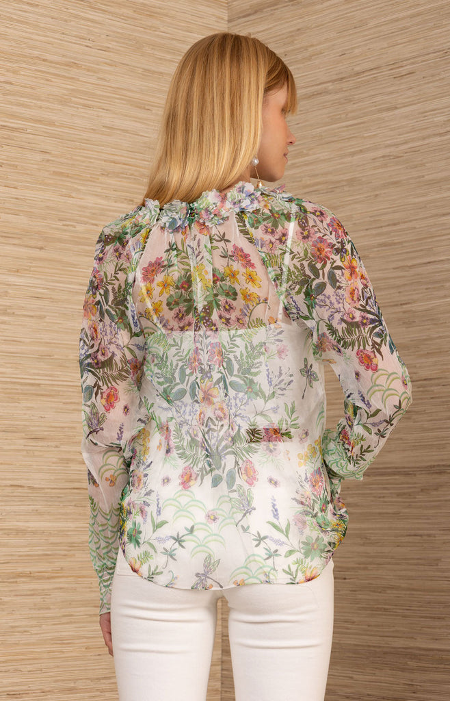 Monica Silk Floral Applique Top