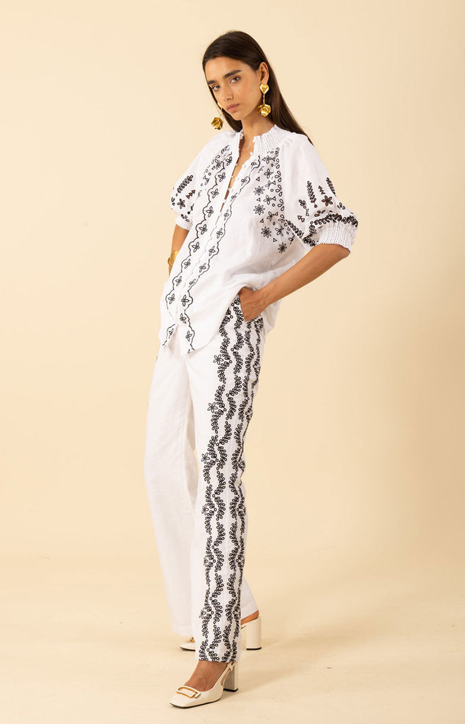 Fallon Embroidered Cotton Top