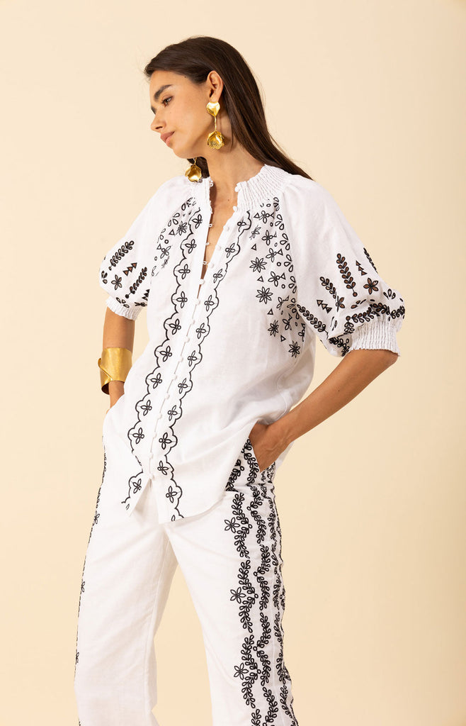 Fallon Embroidered Cotton Top