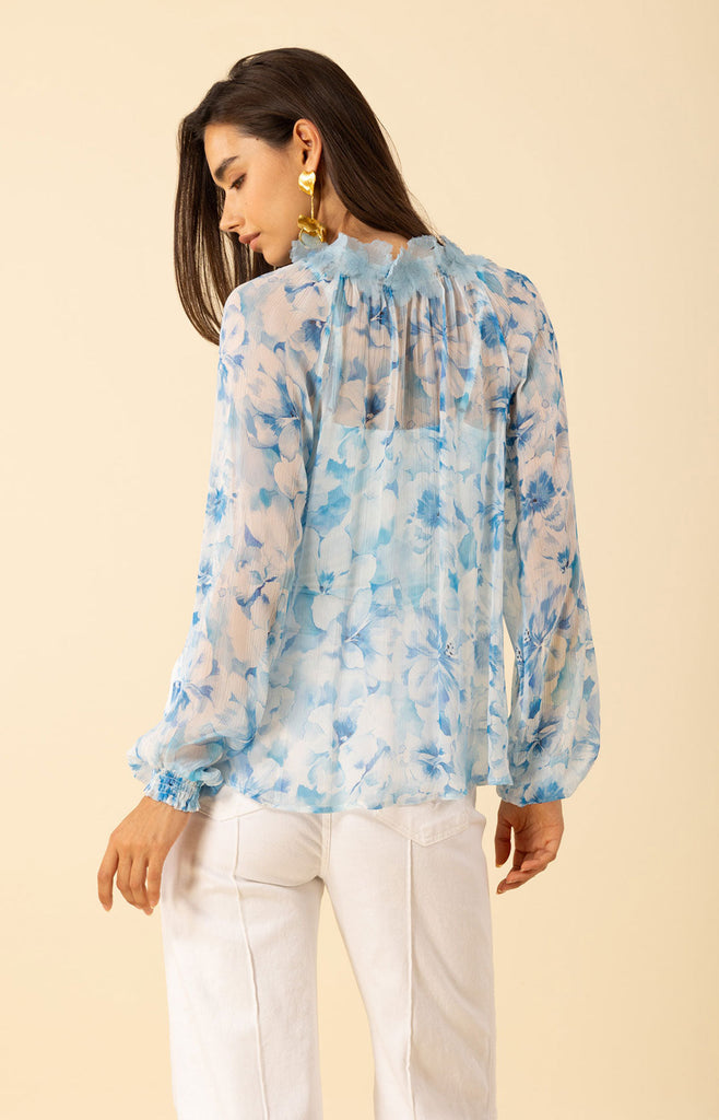 Jolie Floral Trim Silk Top